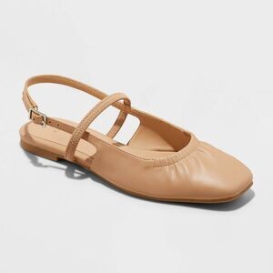 a new day Tan Strappy Slingback Flats NWT size 6